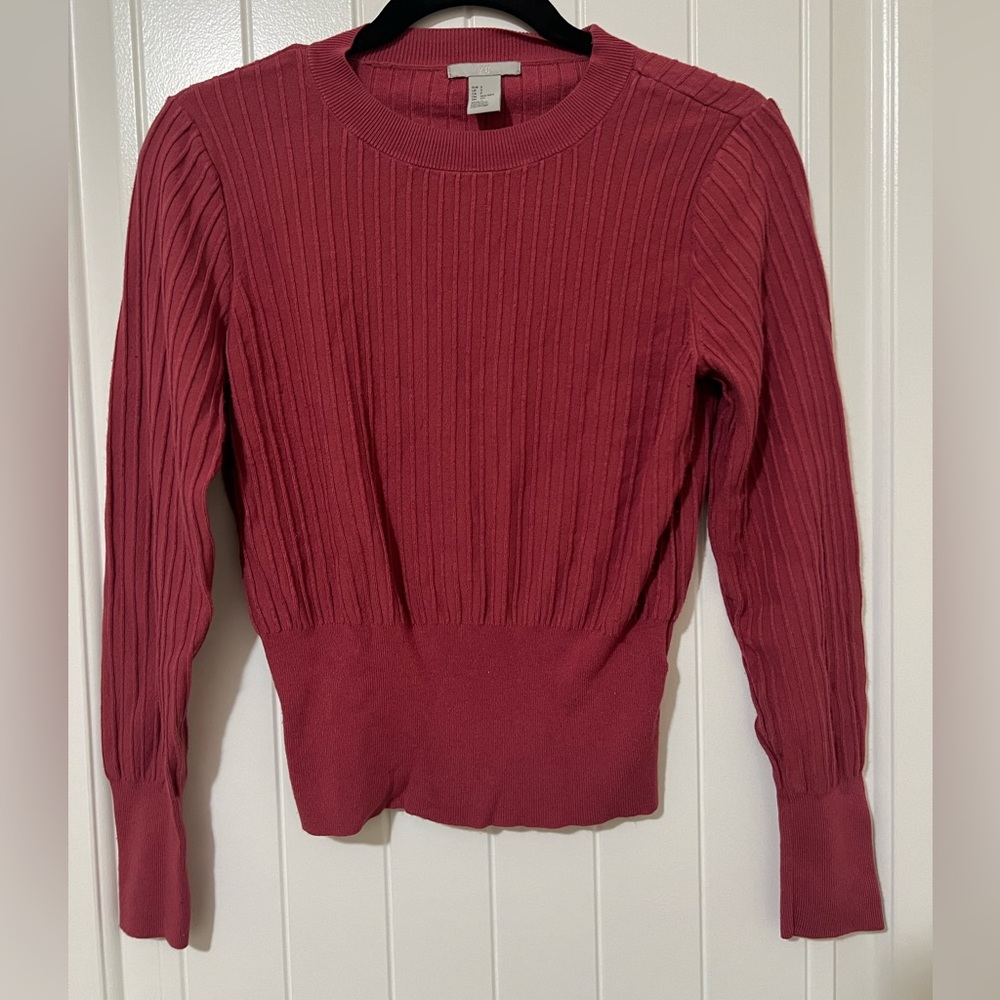 H & M Pink Scoop Neck, Tight Wrist Top, Small